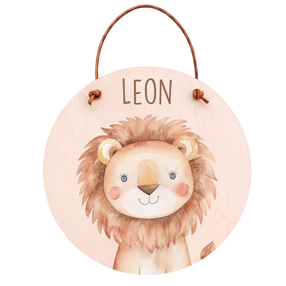 Türschild Kinderzimmer personalisiert mit Name Löwe