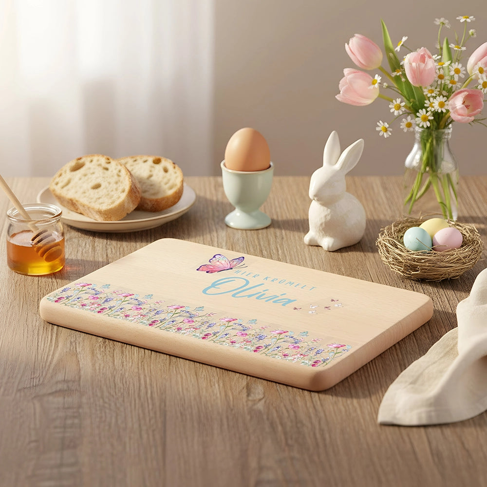 Frühstücksbrettchen Holz personalisiert - Blumenpark