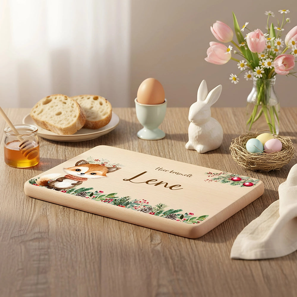 Frühstücksbrettchen Weihnachten mit süßem Fuchs - Geschenk Weihnachten