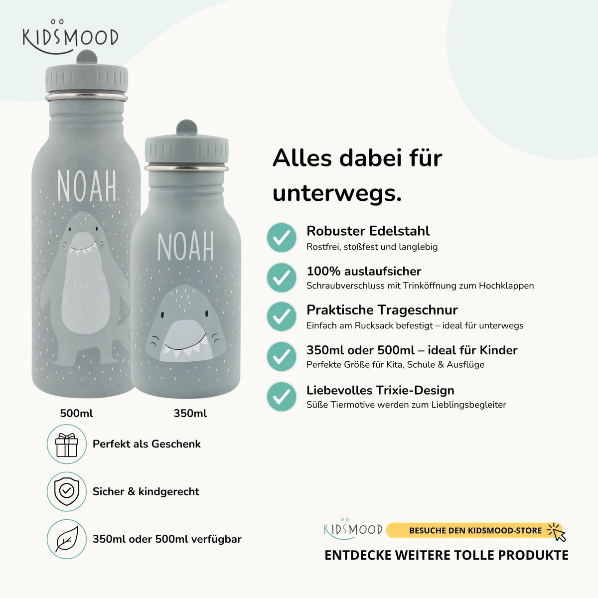 Trixie Trinkflasche Kinder personalisiert Hai