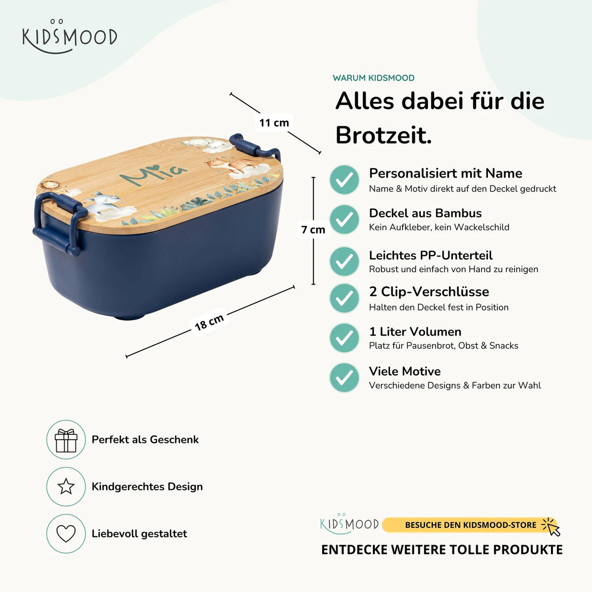 Brotdose Kinder personalisiert, Safari Tiere