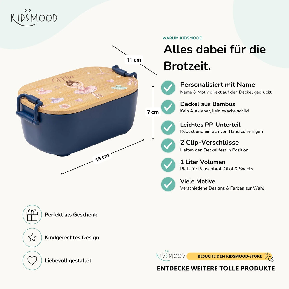 Brotdose Kinder personalisiert, Ballerina Tutu