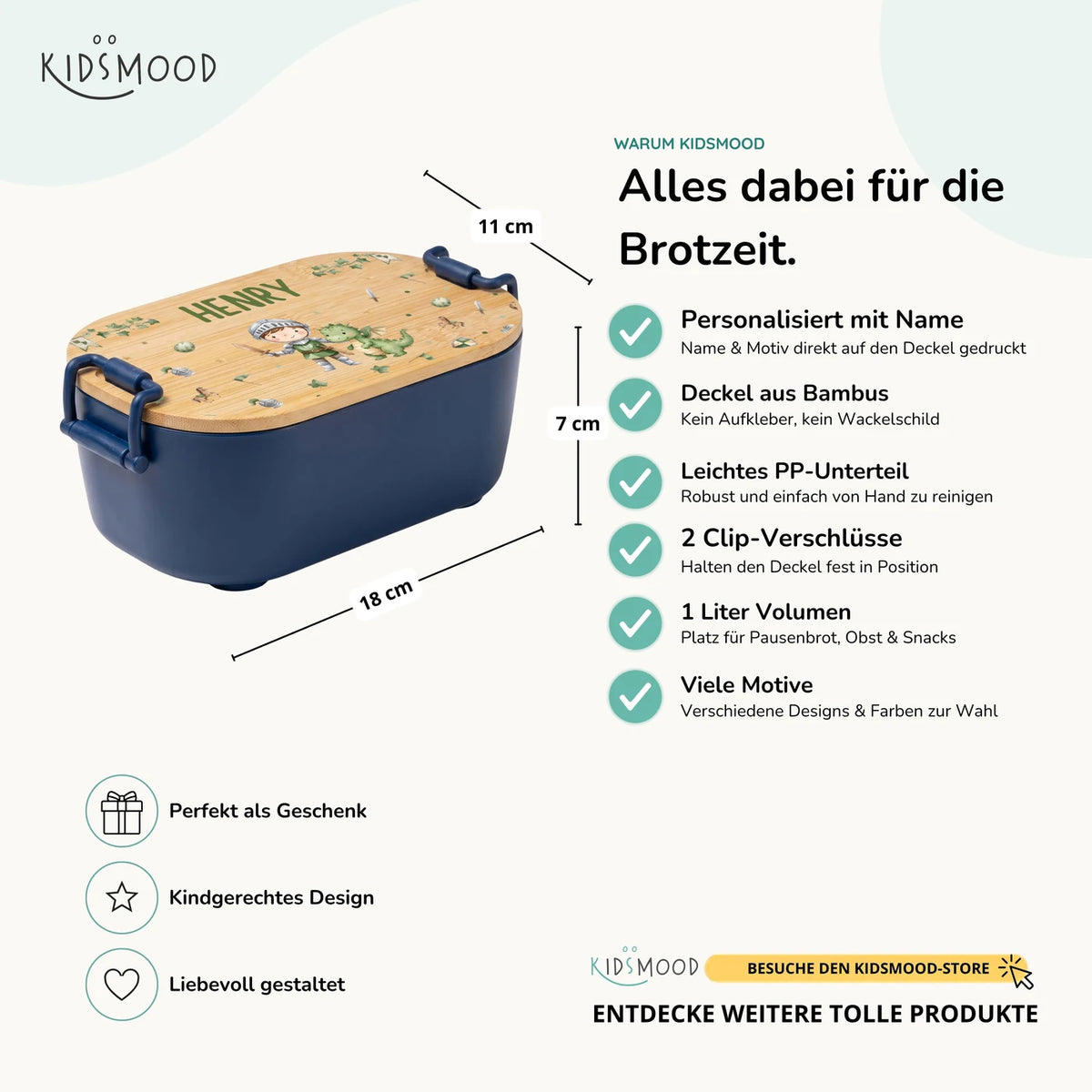 Brotdose Kinder personalisiert, Ritter mit Drache