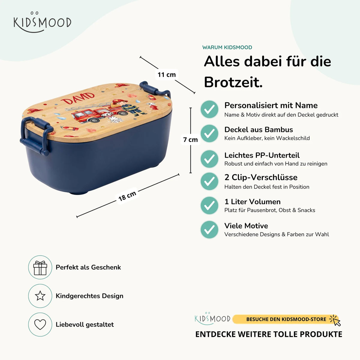 Brotdose Kinder personalisiert, Feuerwehr