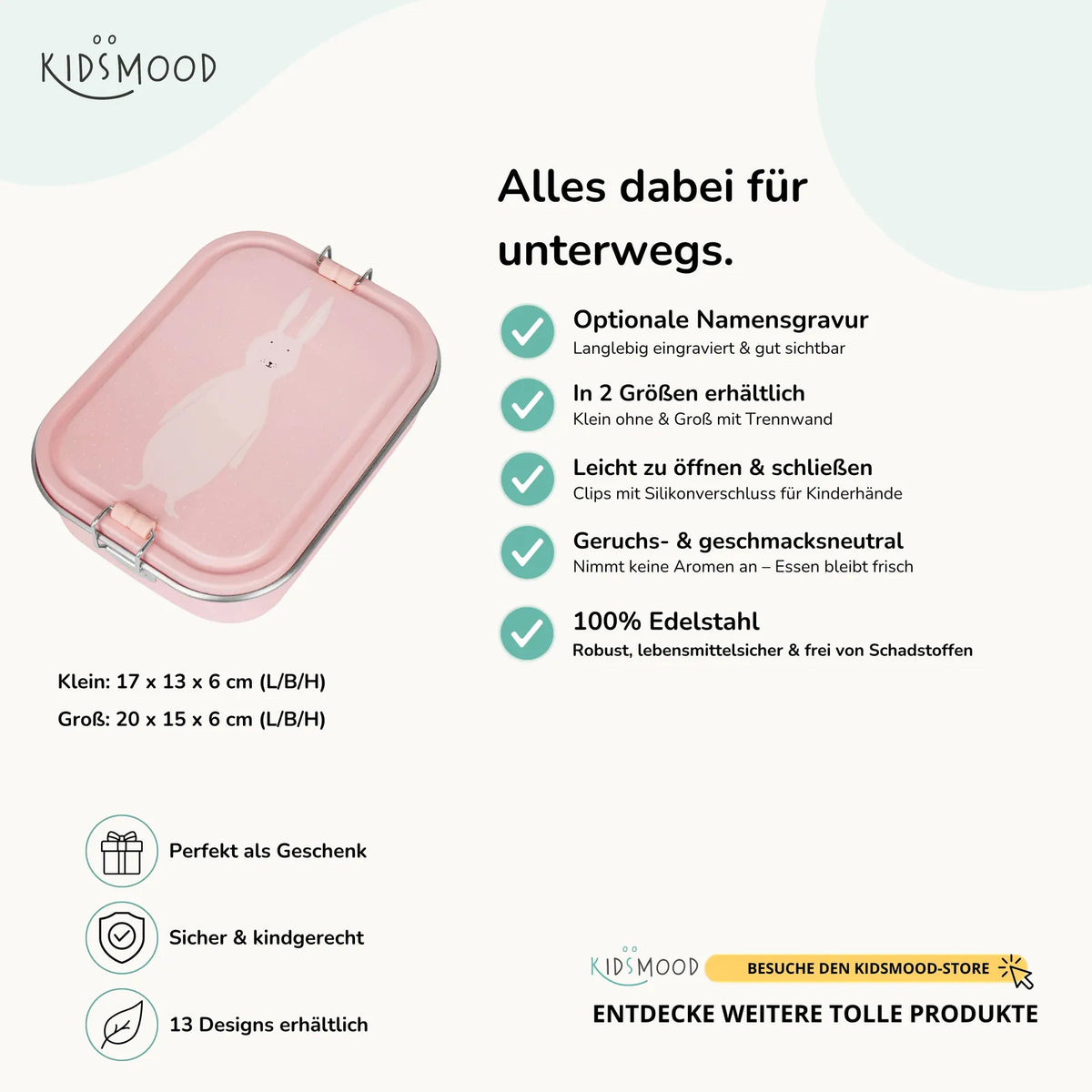 Trixie Brotdose Kinder Hase, Hauptbild, personalisiert mit Namensgravur