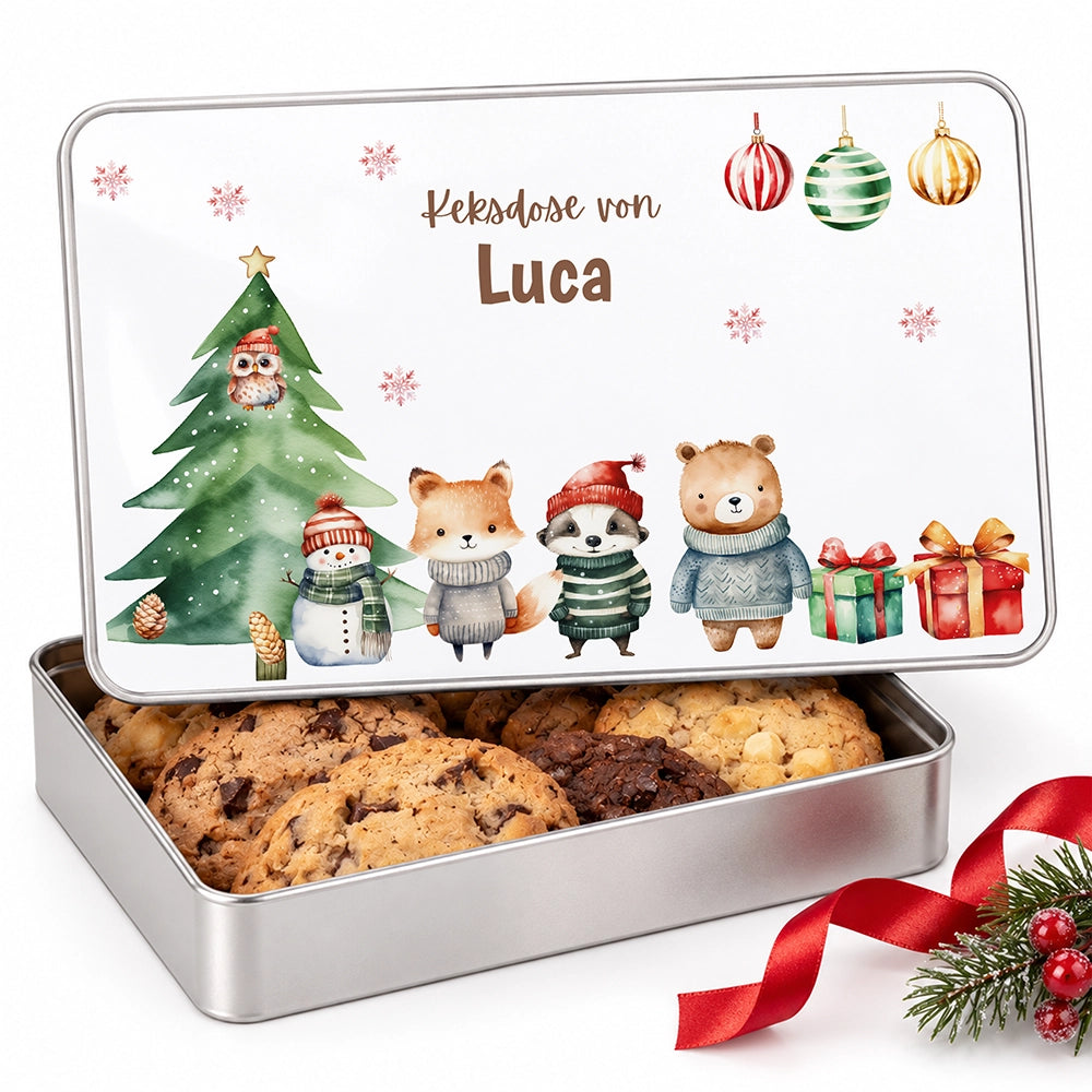 Keksdose aus Metall personalisiert - Kleine Weihnachtsfreunde