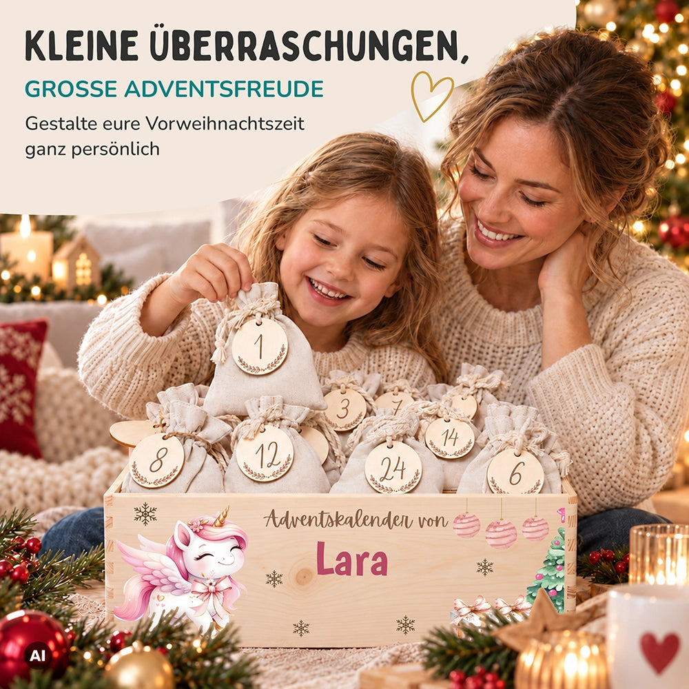 Personalisierter Adventskalender zum Befüllen - Einhorn