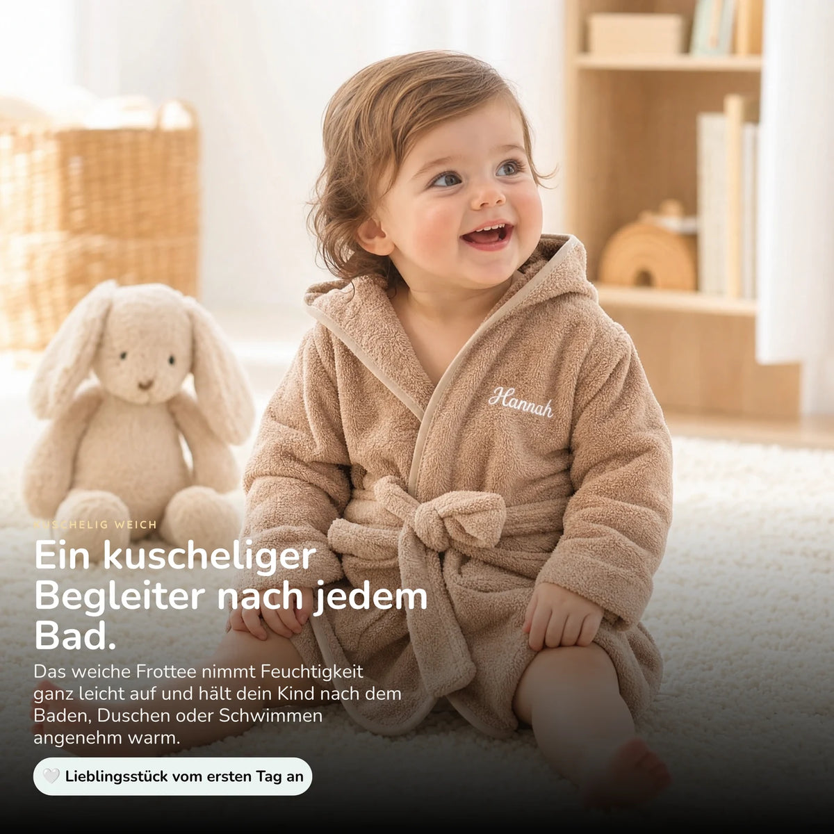 Kinderbademantel mit Namen Jollein Biscuit