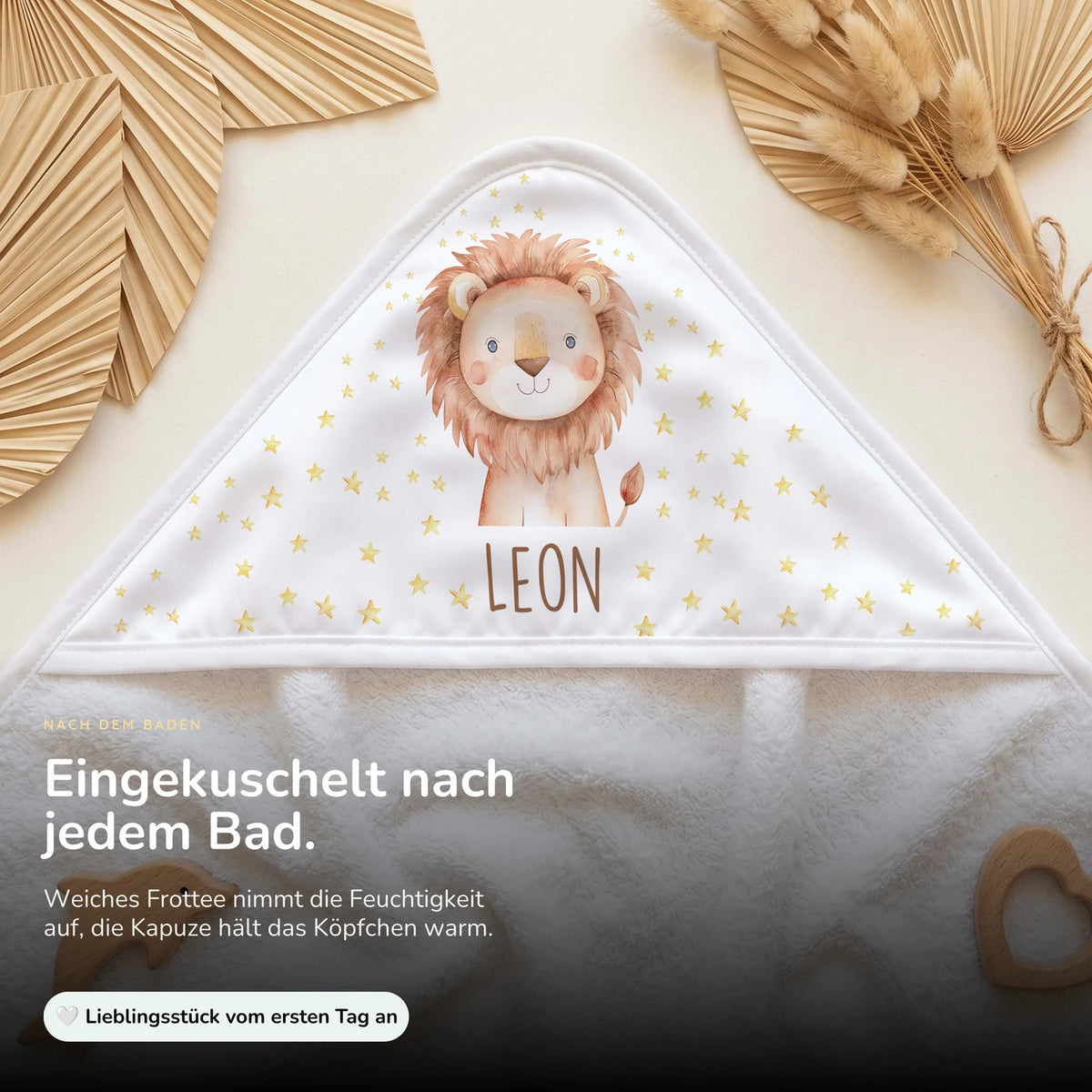 Personalisiertes Kapuzenhandtuch Baby â Löwe Sterne