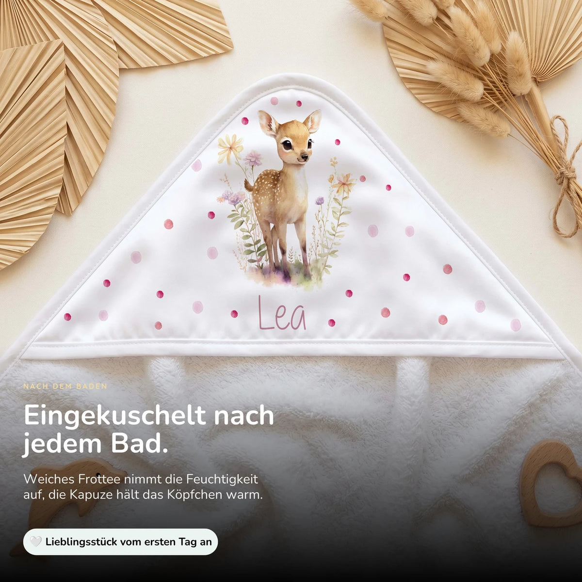 Personalisiertes Kapuzenhandtuch Baby â Reh Wiese