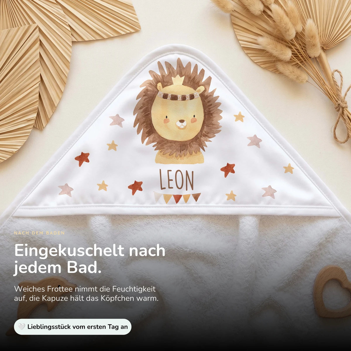 Personalisiertes Kapuzenhandtuch Baby â Löwe Krone