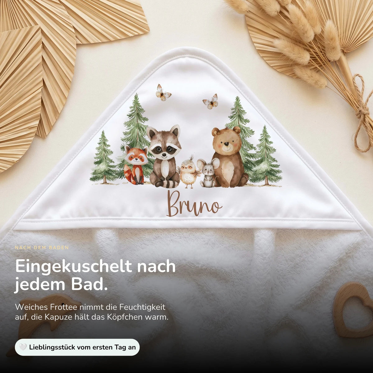 Personalisiertes Kapuzenhandtuch Baby â Waldfreunde Bande