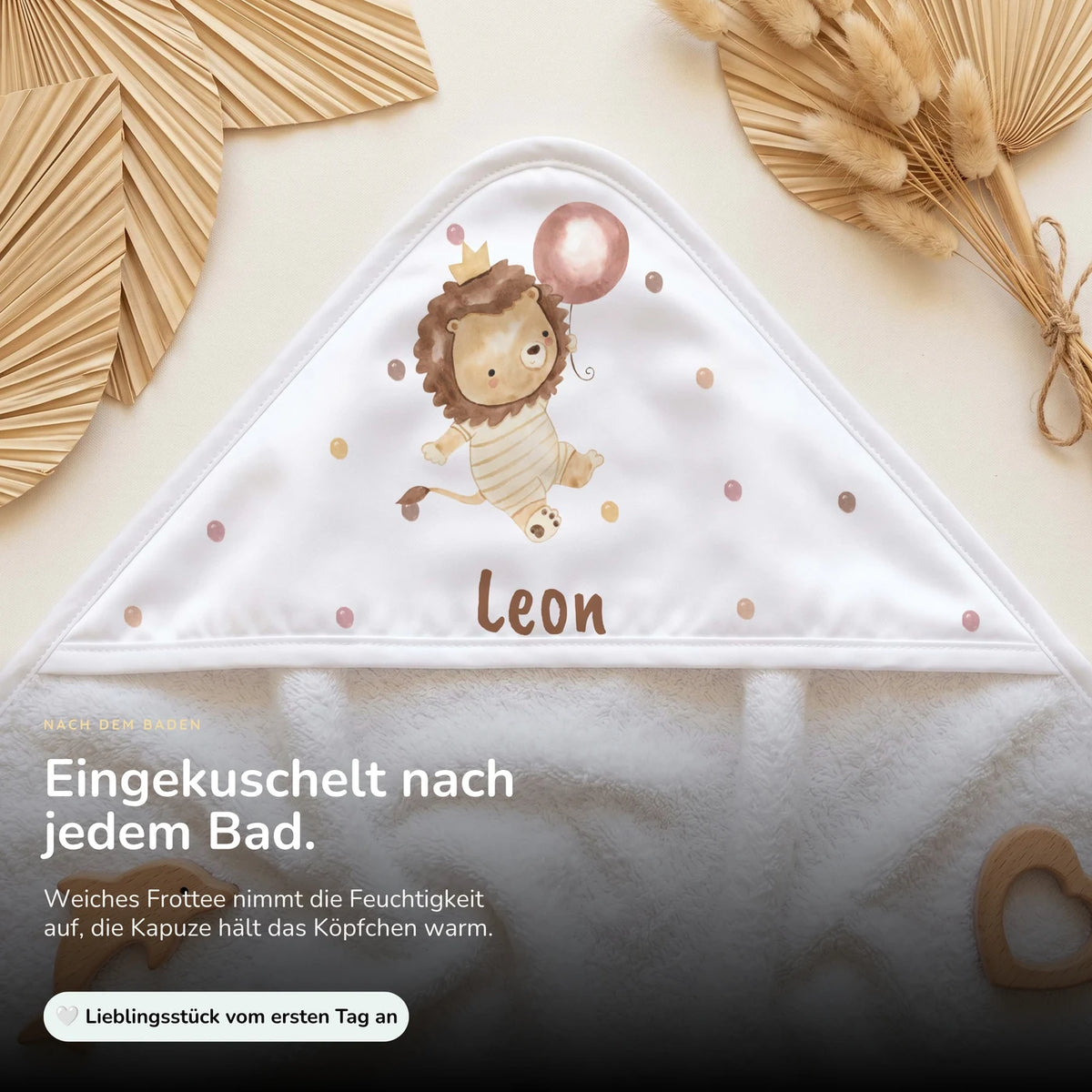 Personalisiertes Kapuzenhandtuch Baby â Löwe Geburtstag