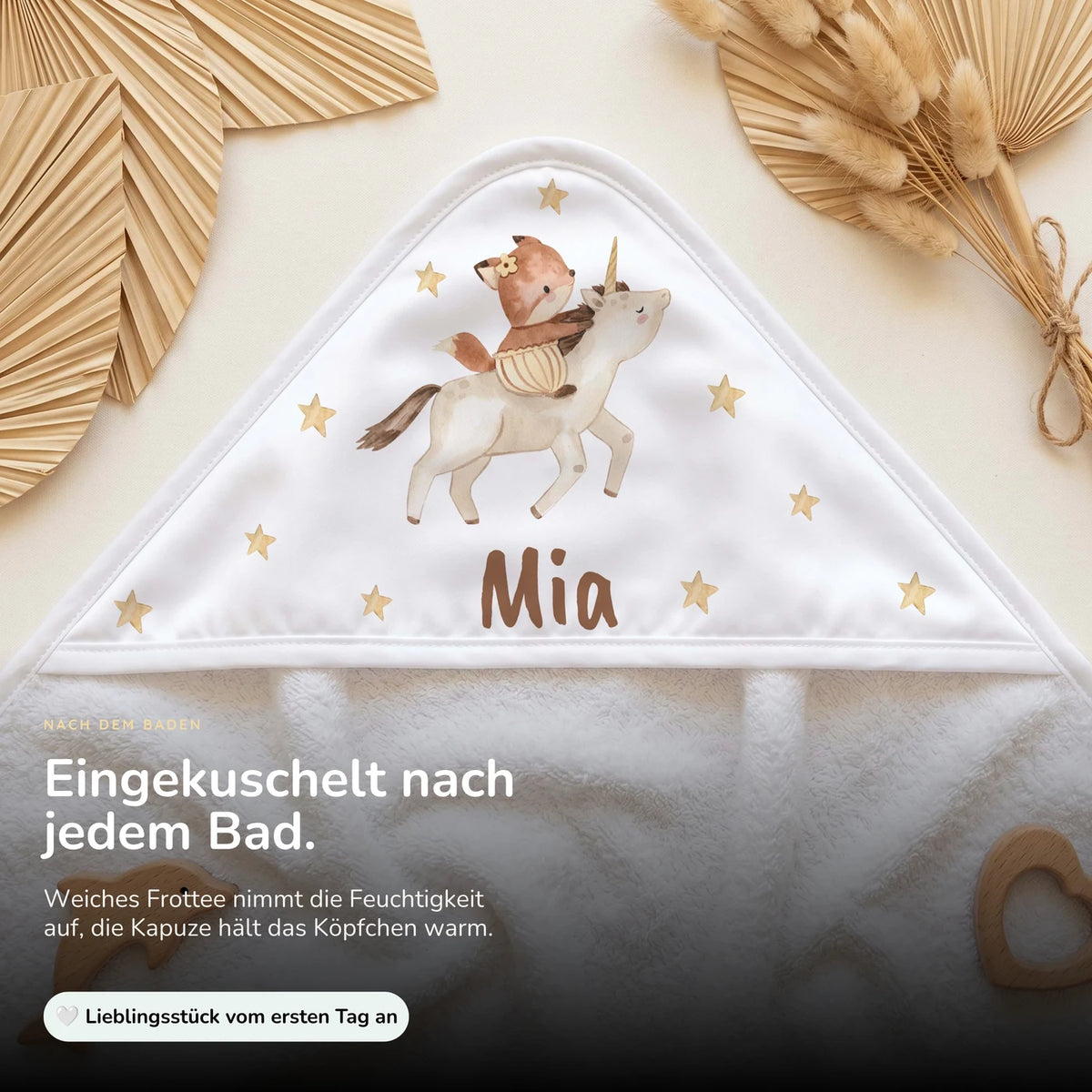 Personalisiertes Kapuzenhandtuch Baby â Einhorn Reiterin