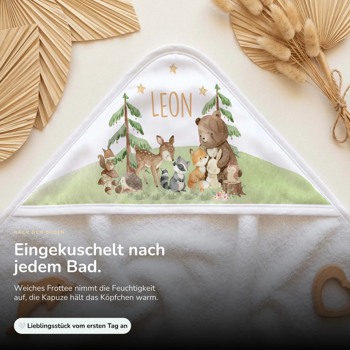 Personalisiertes Kapuzenhandtuch Baby â Waldfest