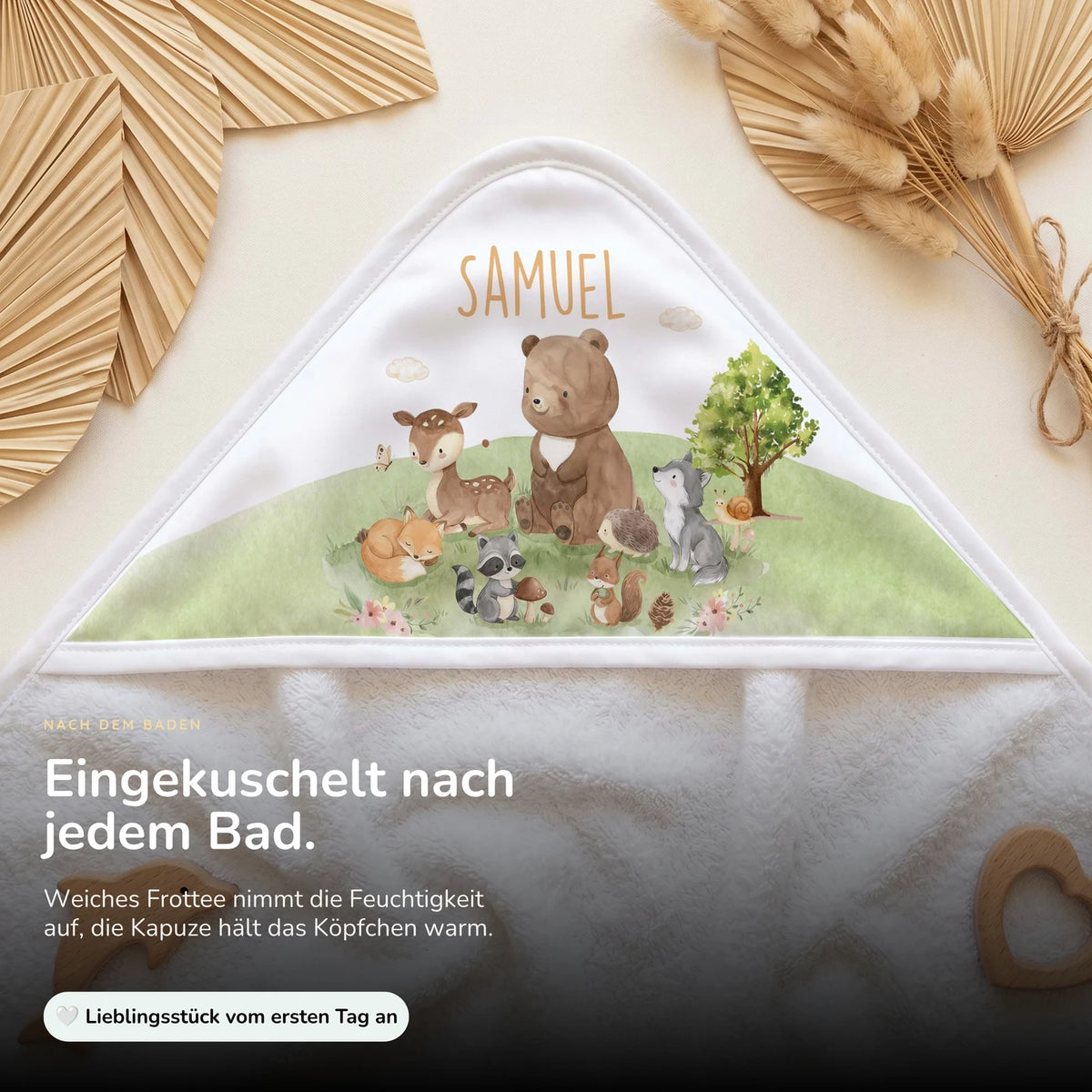 Personalisiertes Kapuzenhandtuch Baby â Waldparade
