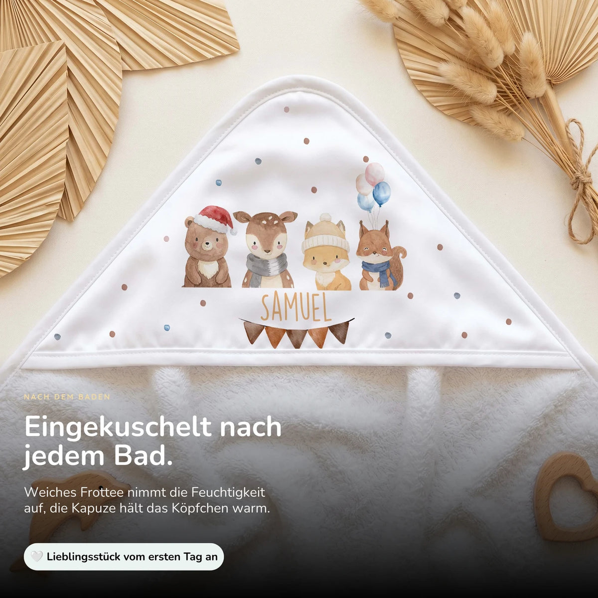 Personalisiertes Kapuzenhandtuch Baby â Winter Waldfreunde