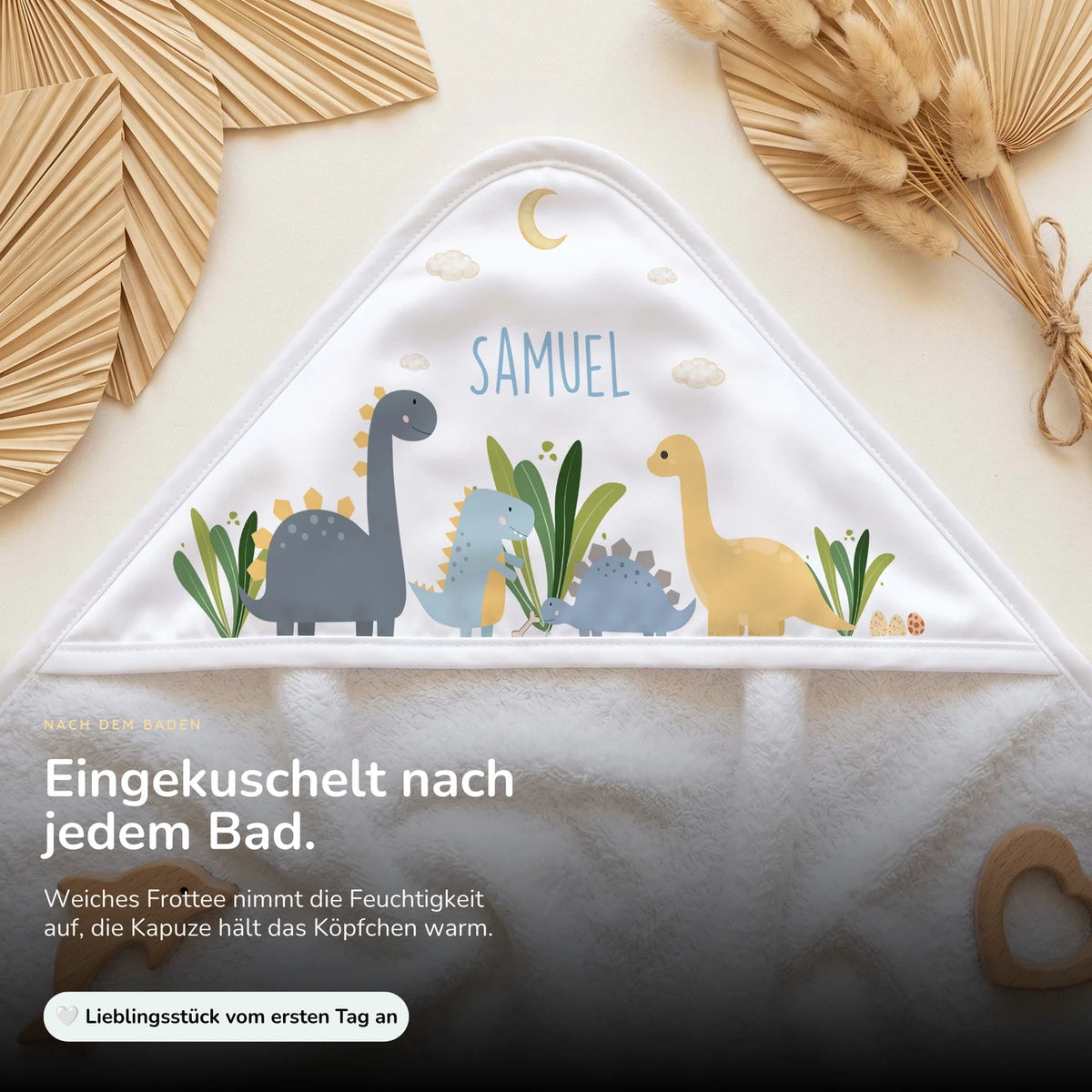 Personalisiertes Kapuzenhandtuch Baby â Dinosaurier Mond