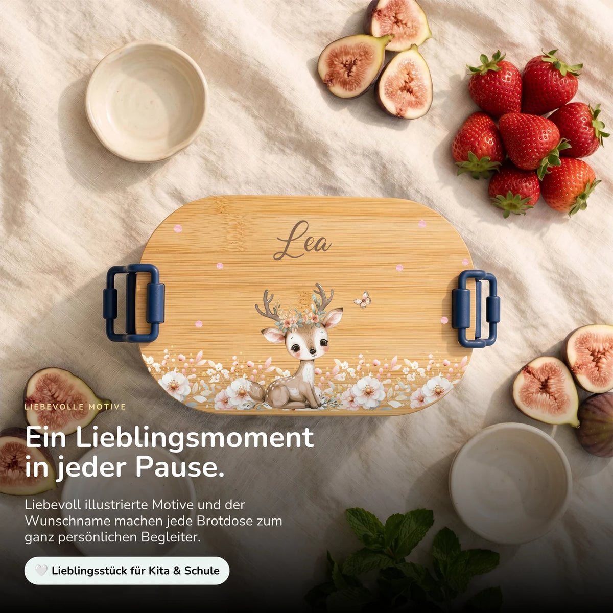 Brotdose Kinder personalisiert, Rehkitz Geweih