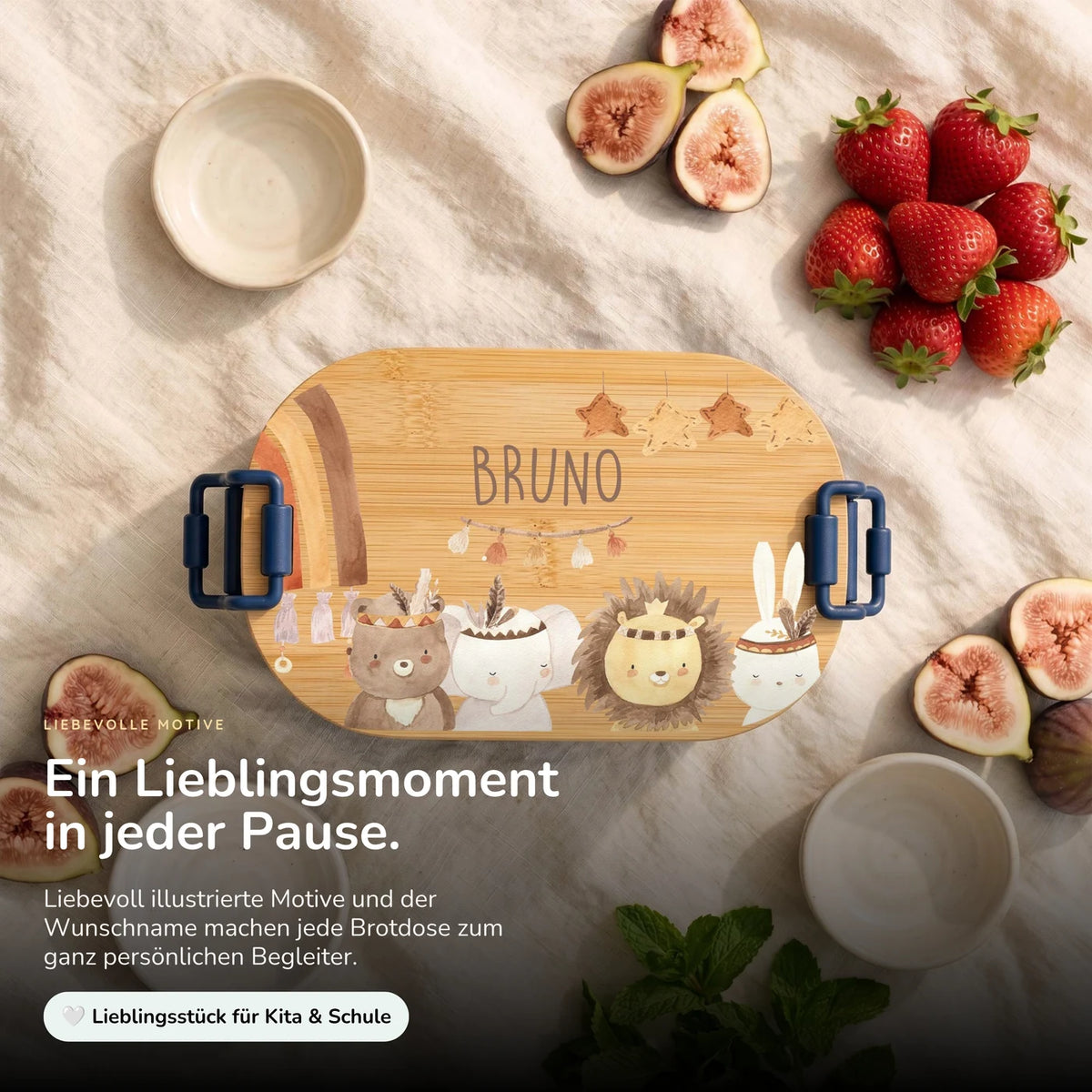 Brotdose Kinder personalisiert, Safari Boho