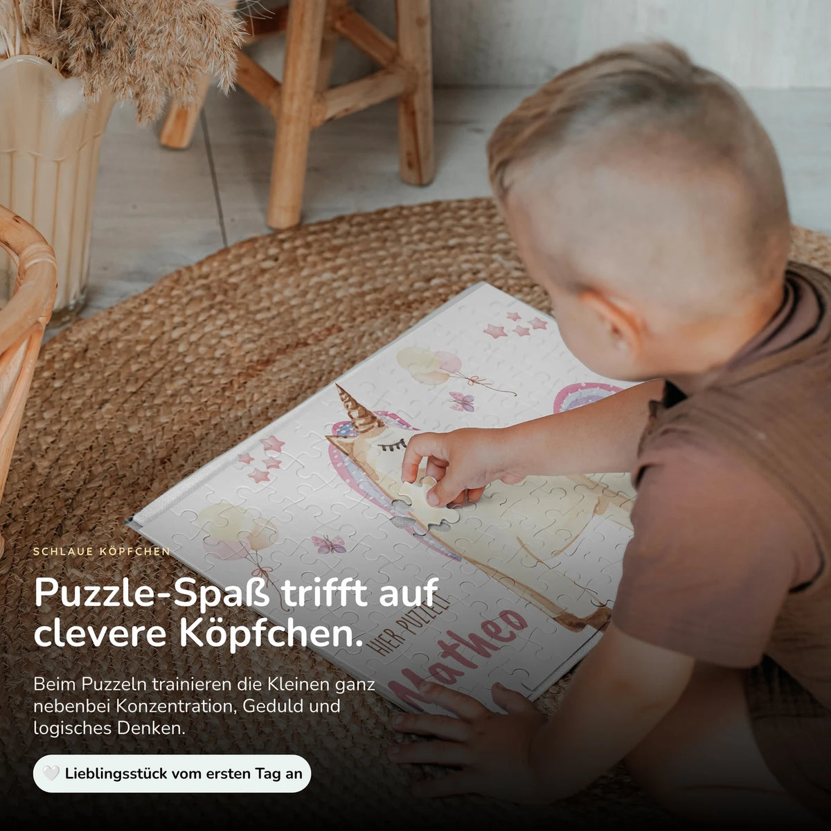 Kinderpuzzle personalisiert mit Namen - Einhorn