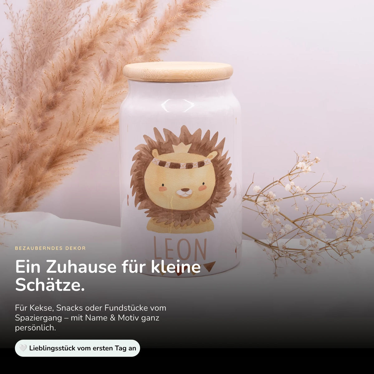 Personalisierbare Keksdose mit Name - Löwe