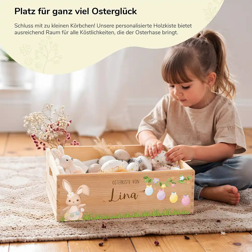 Osterkiste Holz personalisiert - Ostereier