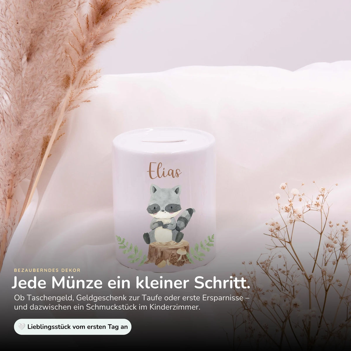 Spardose Kinder aus Keramik - Waschbär