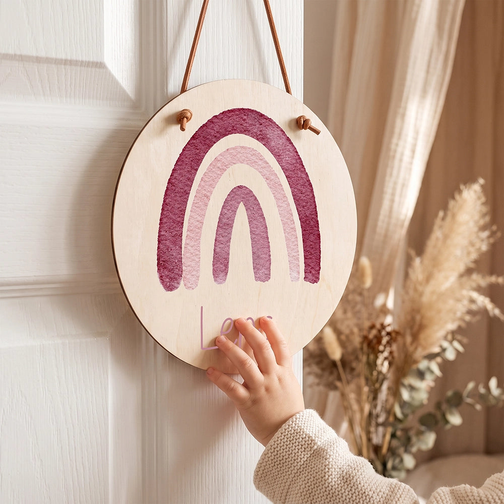 Türschild Kinderzimmer personalisiert mit Name Regenbogen