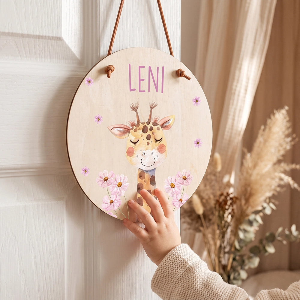 Türschild Kinderzimmer personalisiert mit Name Giraffe
