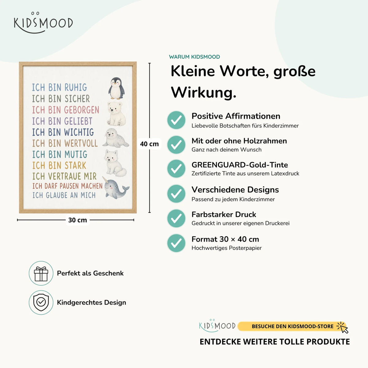Affirmationsposter âArktistiereâ im Ăberblick: 30 Ă 40 cm, mit oder ohne Holzrahmen, verschiedene Designs
