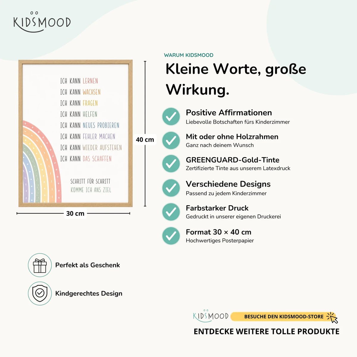 Affirmationsposter âMinimal Ich kannâ im Ăberblick: 30 Ă 40 cm, mit oder ohne Holzrahmen, verschiedene Designs