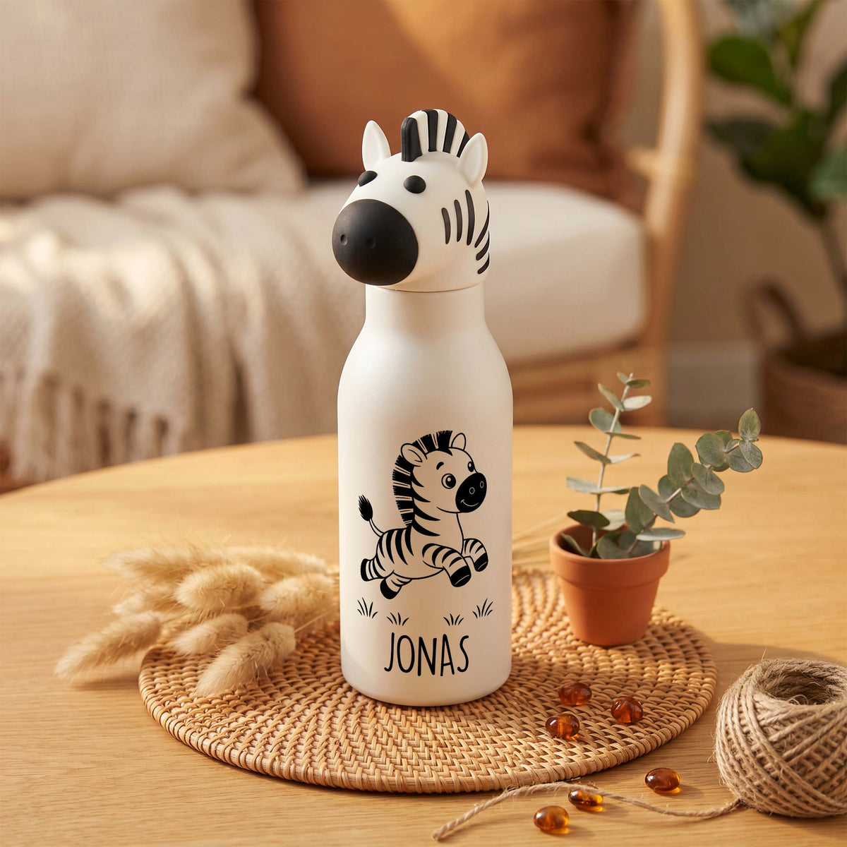 Personalisierte Trinkflasche Kinder Zebra – 450 ml