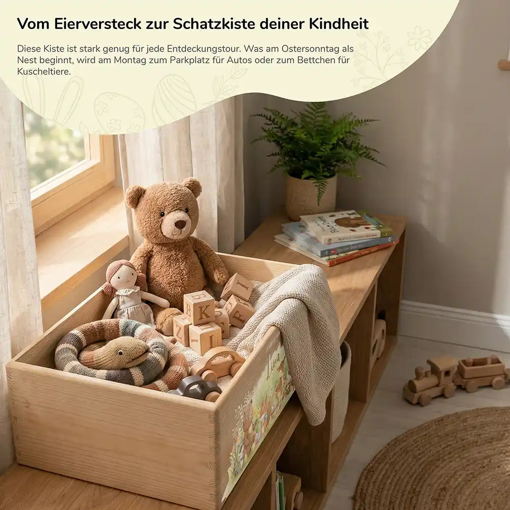 Osterkiste Holz personalisiert - Waldfamilie