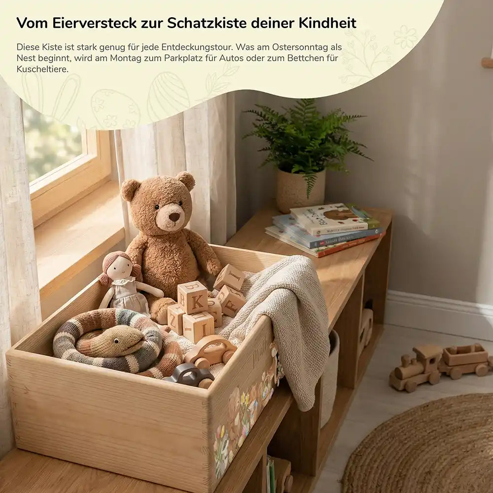 Osterkiste Holz personalisiert - Niedliche Waldtiere