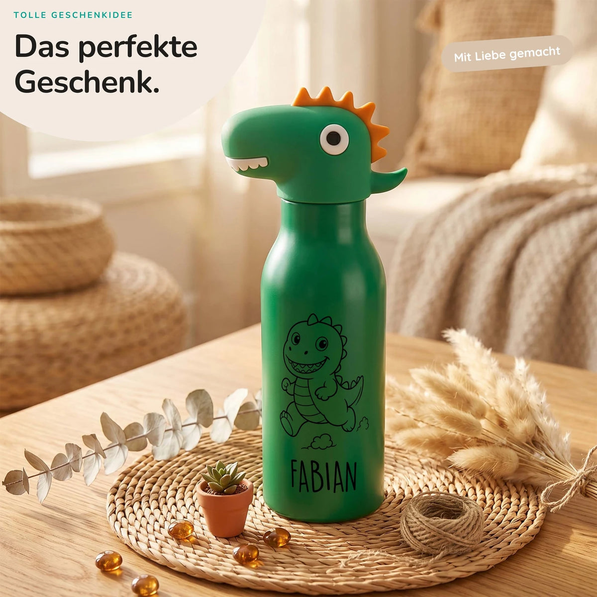 Personalisierte Trinkflasche Kinder Dino – 450 ml