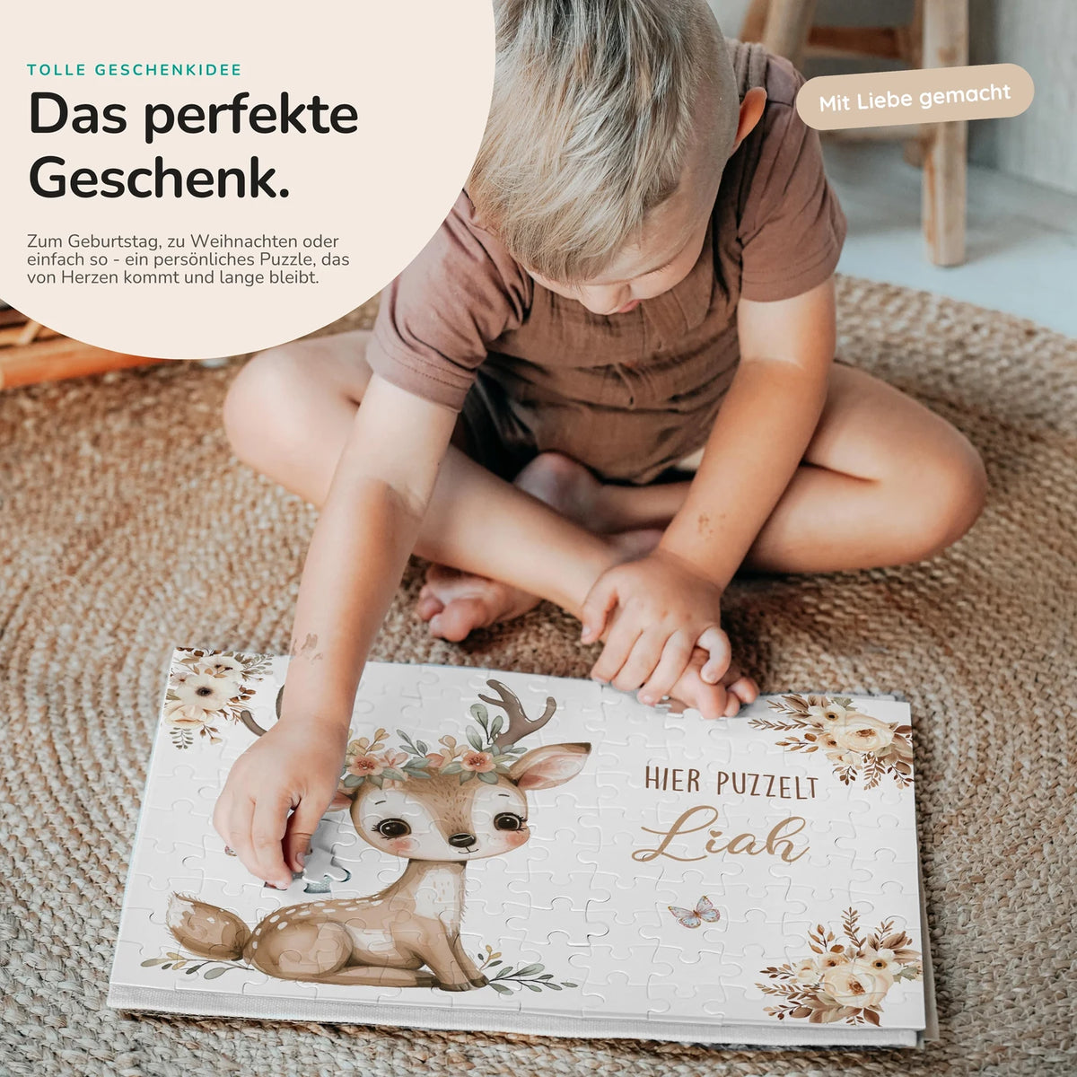 Kinderpuzzle personalisiert mit Namen - Baby Reh