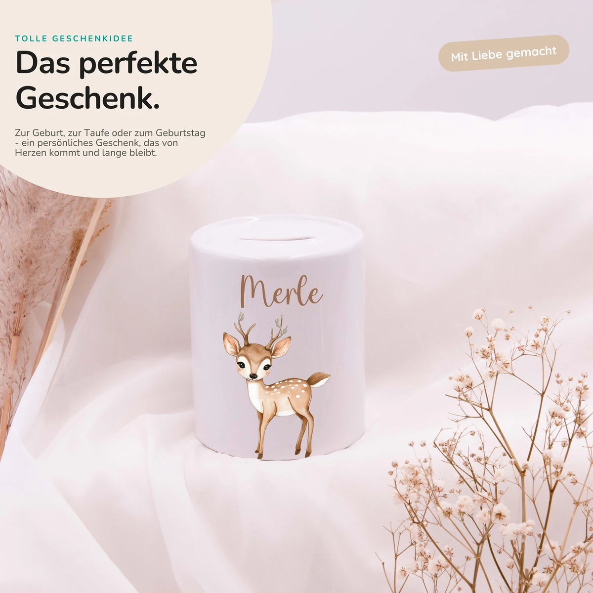 Spardose Kinder aus Keramik - Niedliches Reh
