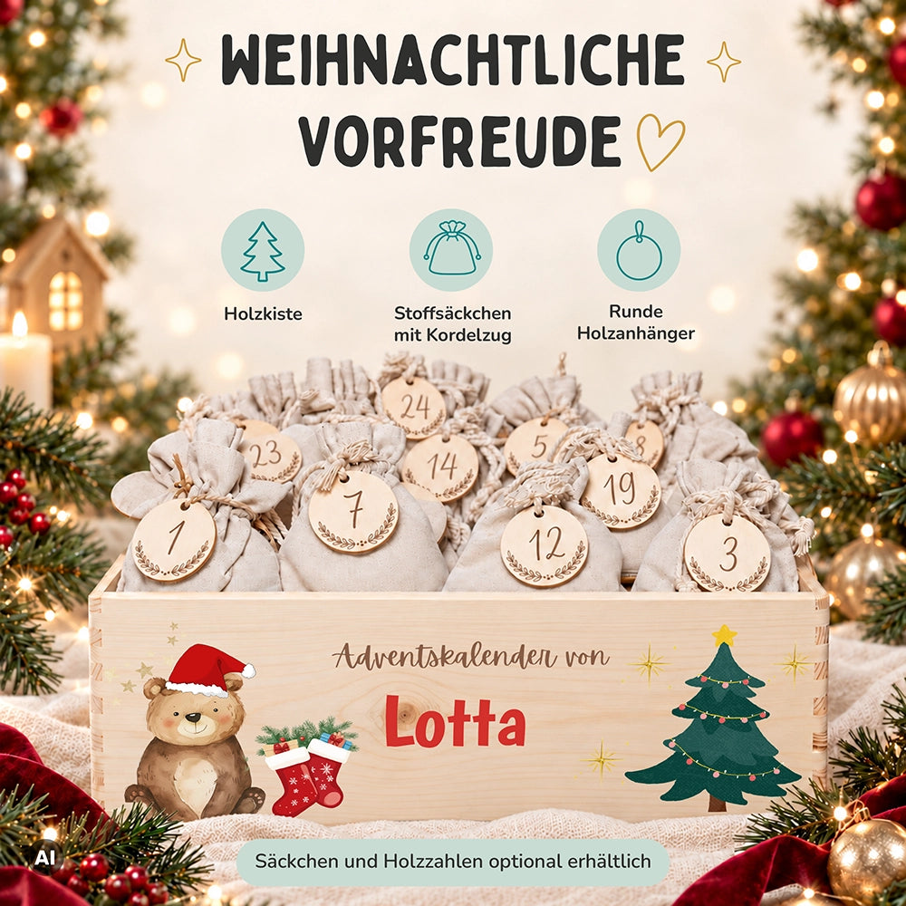 Personalisierter Adventskalender zum Befüllen - Weihnachtsbär