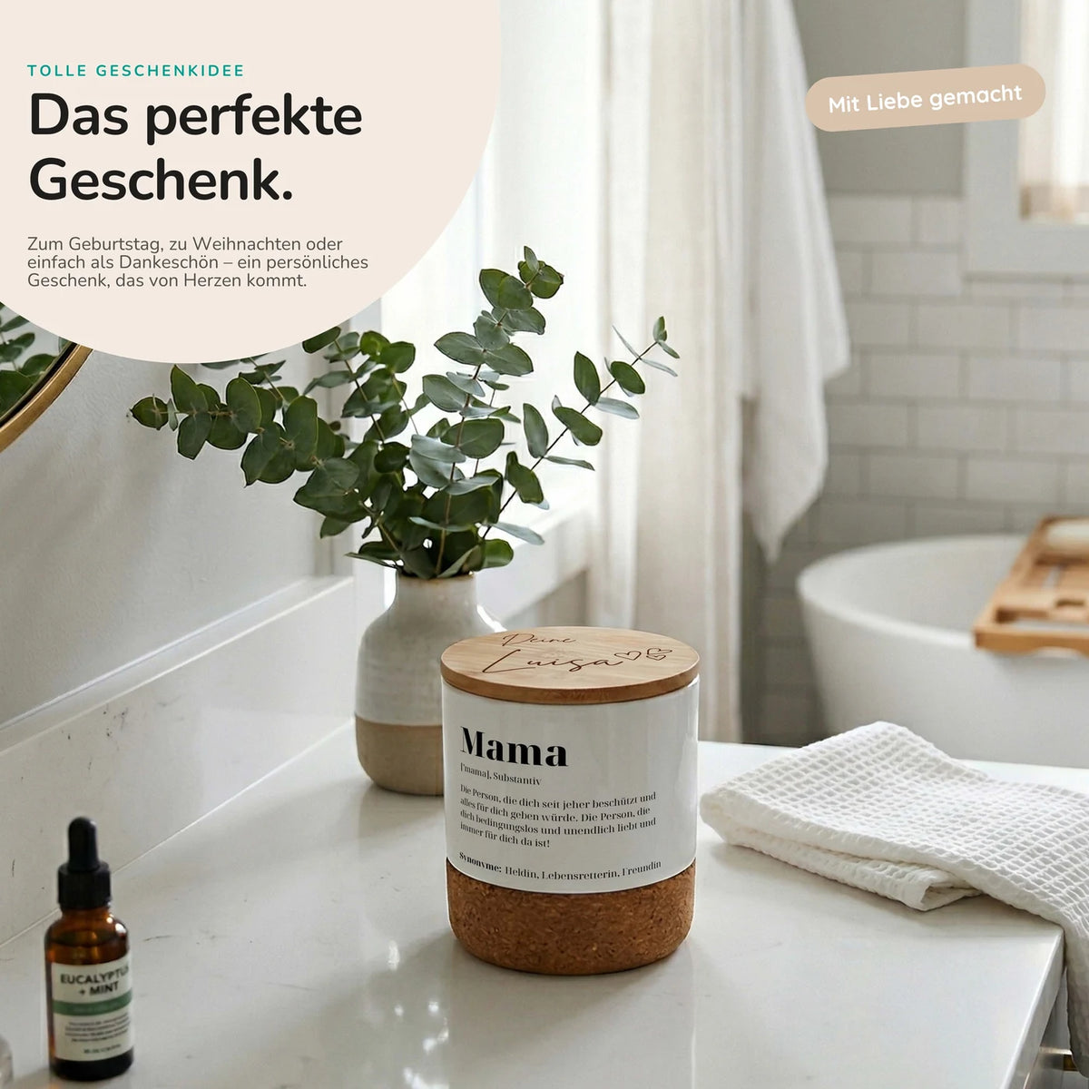 Duftkerze Vanille Keramik â Mama Definition mit Wunschname