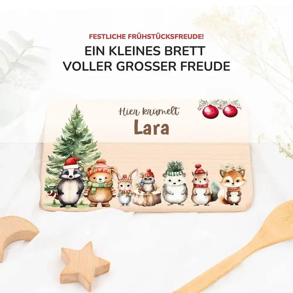 Frühstücksbrettchen Weihnachten - Niedliche Tiere