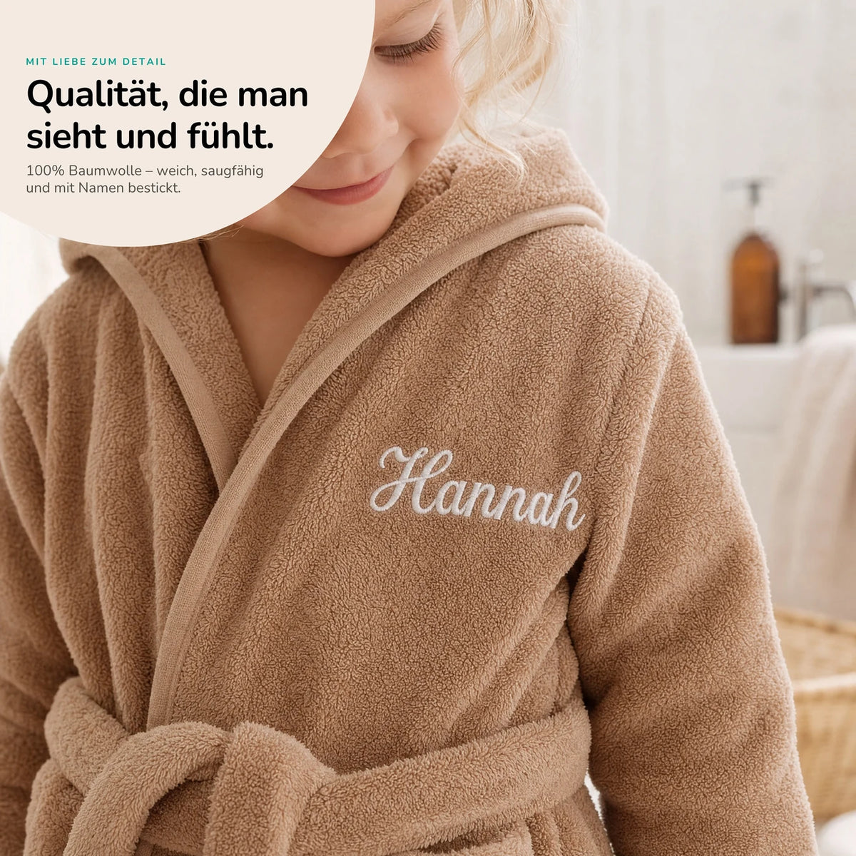 Kinderbademantel mit Namen Jollein Biscuit