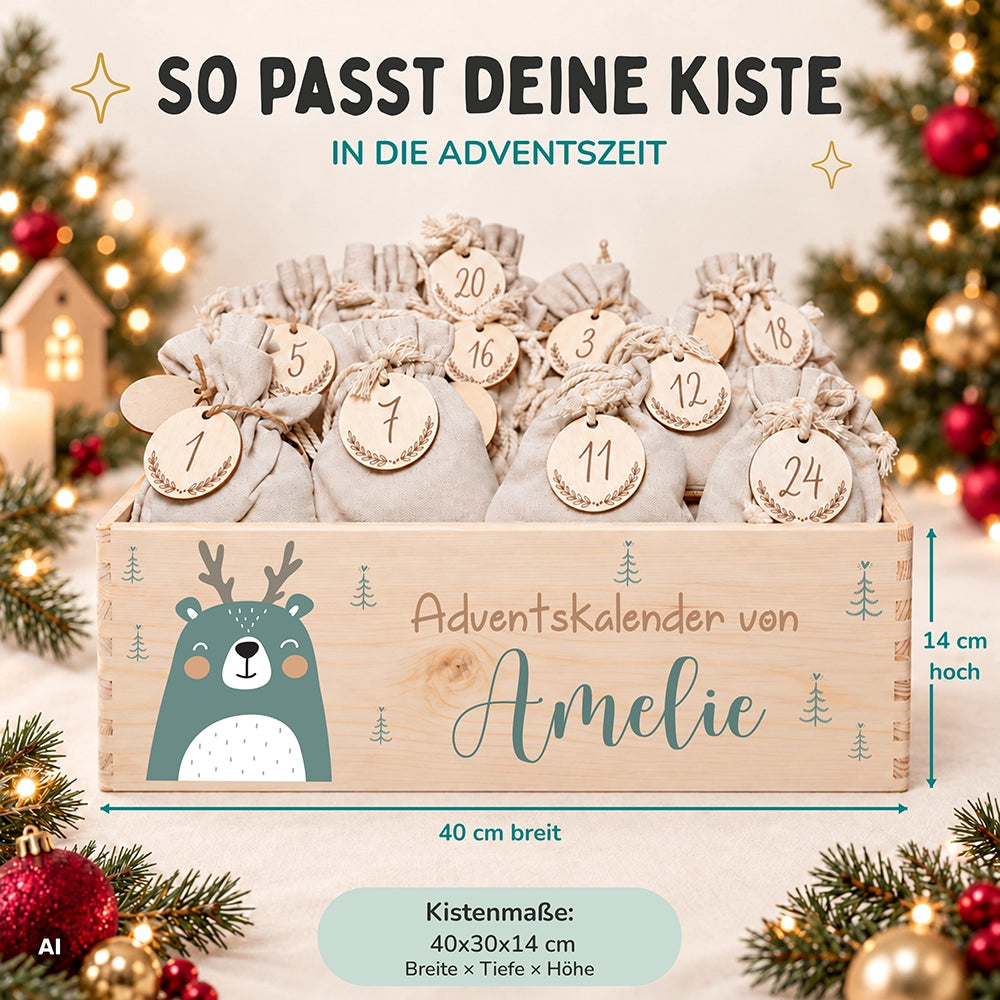 Personalisierter Adventskalender zum Befüllen - Boho Reh