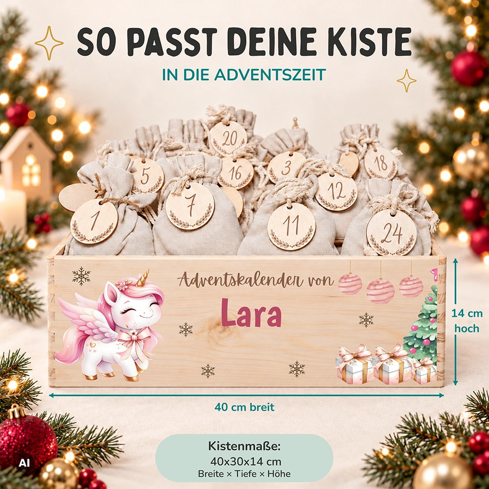 Personalisierter Adventskalender zum Befüllen - Einhorn