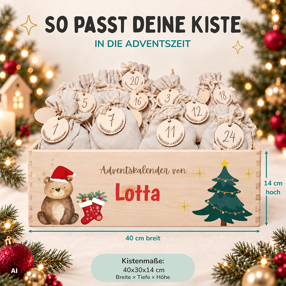 Personalisierter Adventskalender zum Befüllen - Weihnachtsbär