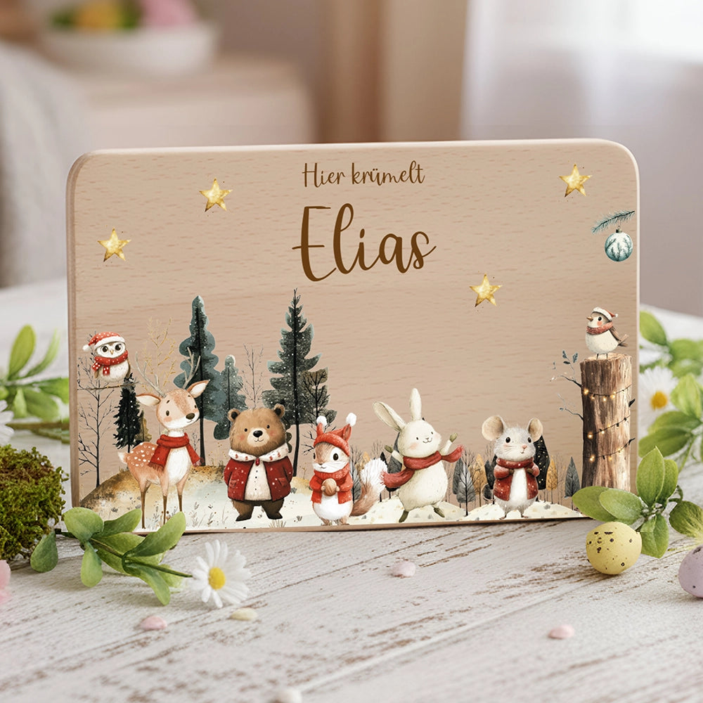 Frühstücksbrettchen Weihnachten im Winterwald - Geschenk Weihnachten
