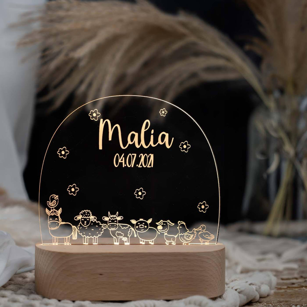 personalisierte nachtlampe mit bauernhof design für kinderzimmer