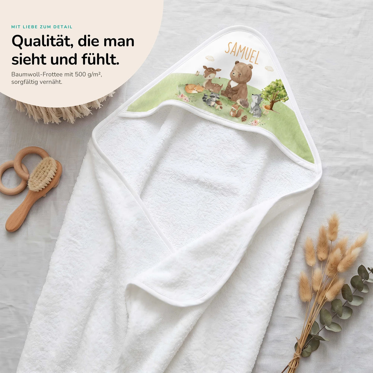 Personalisiertes Kapuzenhandtuch Baby â Waldparade