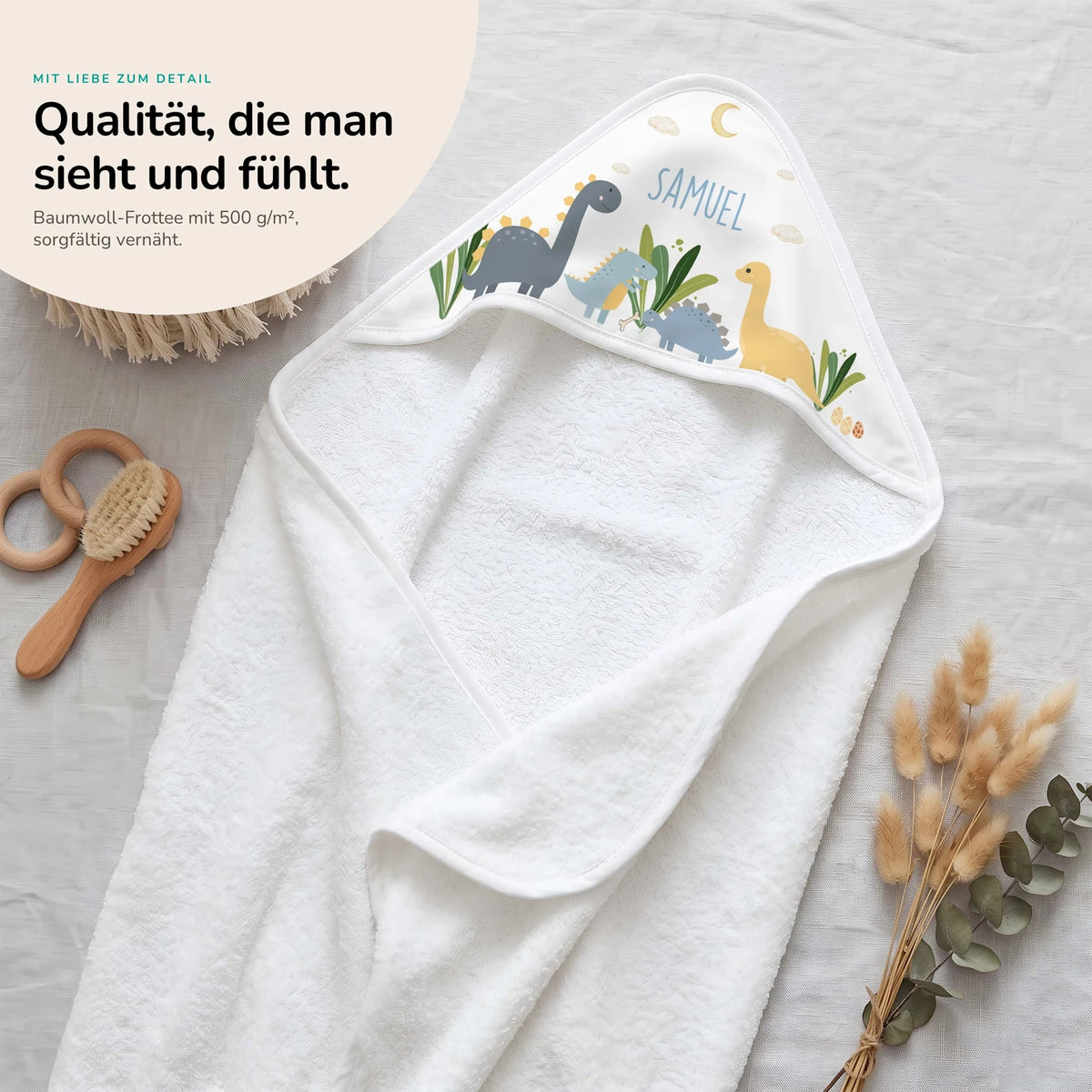 Personalisiertes Kapuzenhandtuch Baby â Dinosaurier Mond