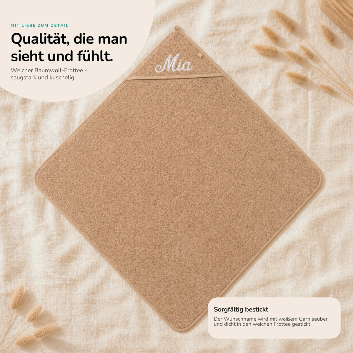 Kapuzenhandtuch Baby personalisiert – Biscuit